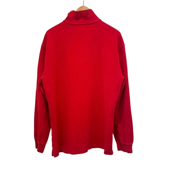 Vtg Polo By Ralph Lauren Red 1/4 Zip Embroidered 3 Pony Pullover Sweatshirt Sz L - Picture 3 of 7